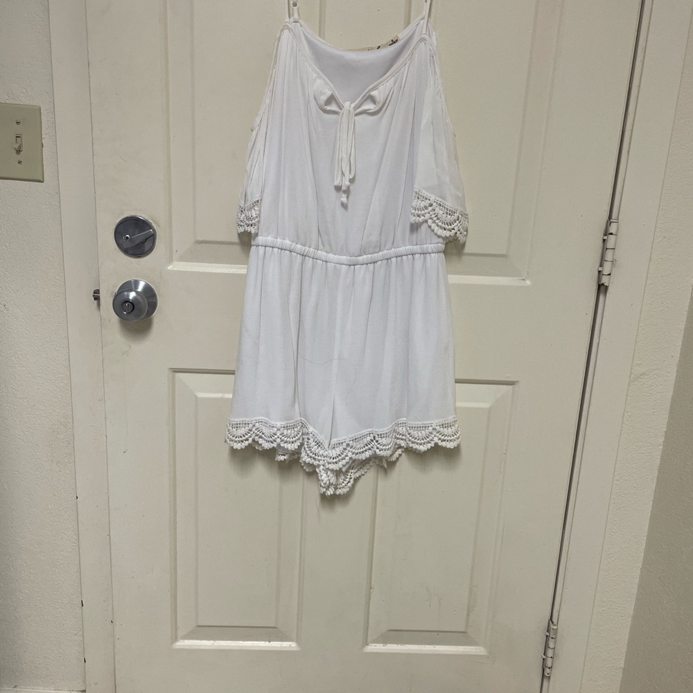 Liberty Love White Crochet-Trim Romper